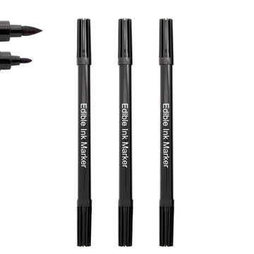 Dual Tips Food Coloring Pens,3PCS Black Color Food Grade and Edible Marker,Gourmet Writers for Decorating Fondant,Cakes, Cookies