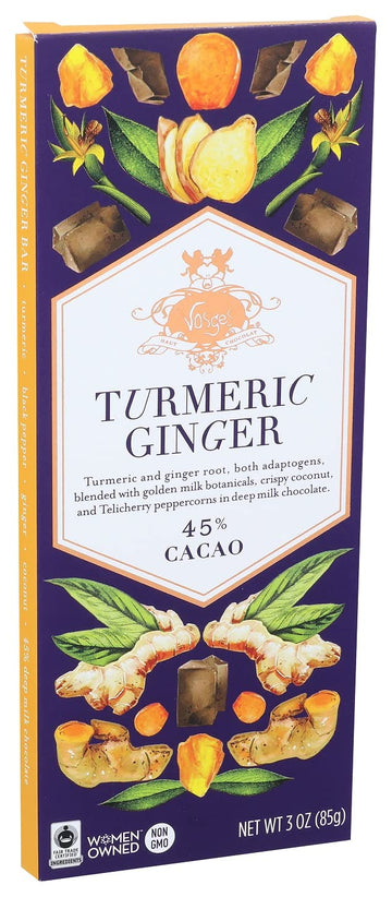 Vosges Haut-Chocolat Turmeric Ginger Chocolate Bar, 3oz - Gourmet Dark Chocolate with Exotic Flavors