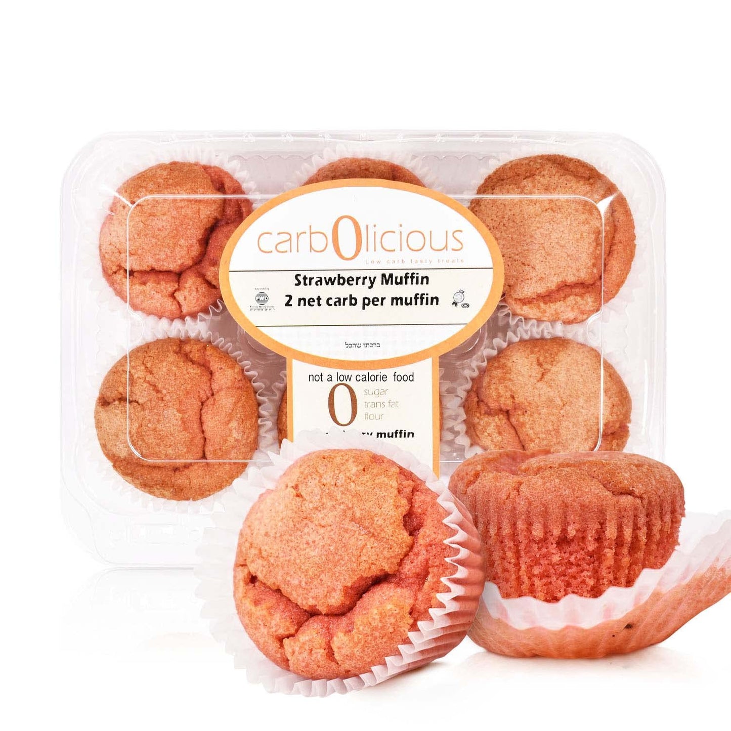 Low Carb Strawberry Muffins [6-Pack] By Carb-O-Licious- Delicious Keto Muffins With Only 3 Net Carbs Each- Sugar Free Healthy Sn