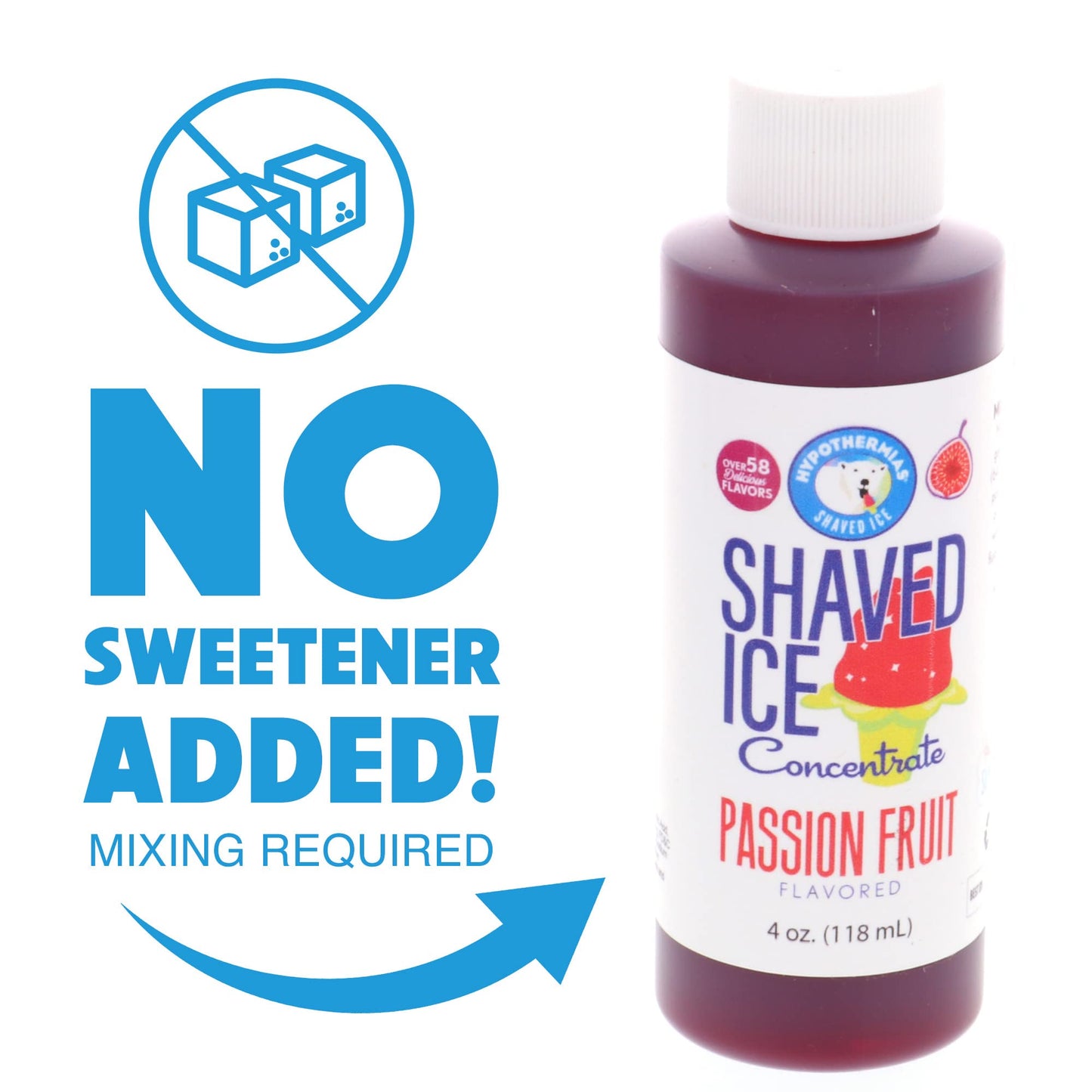 Hypothermias Shaved Ice And Snow Cone Syrup Unsweetened Flavor Concentrate - 4 Fl Oz - Makes 1 Gallon Of Ready To Use Syrup - Pa