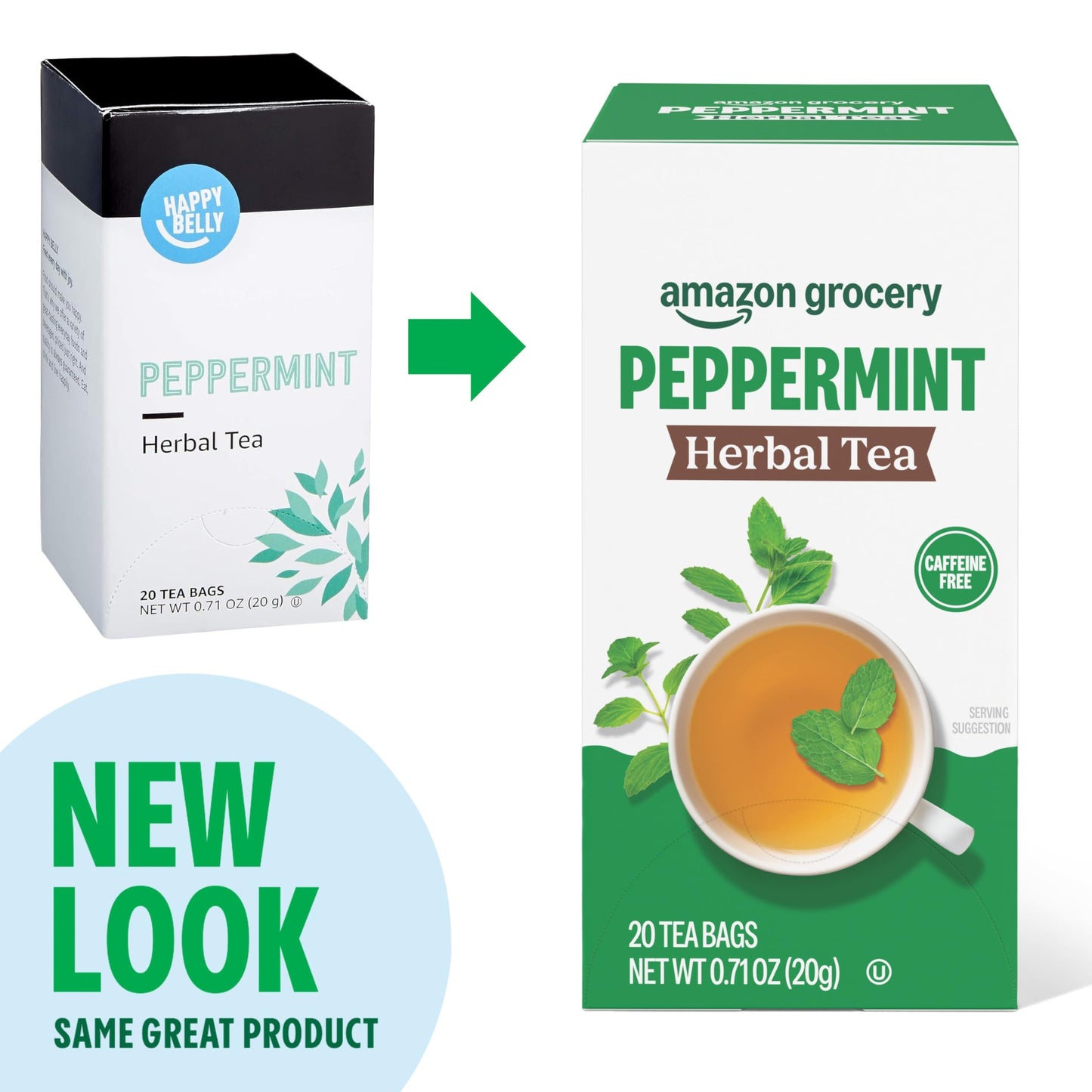 large online retailer Grocery Peppermint Herbal Tea Bags, 20 Count, Caffeine-Free, Packaging May Vary