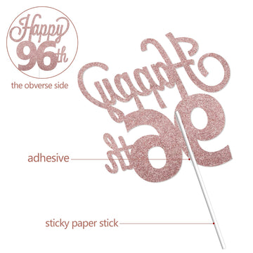 Lingteer Happy 96Th Birthday Cake Topper - Cheers To 96Th Birthday 96 Years Old Birthday Party Cake Decorations Sign.
