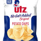 Utz No Salt Added Original Potato Chips 9.5 Ounces (4 Bags)