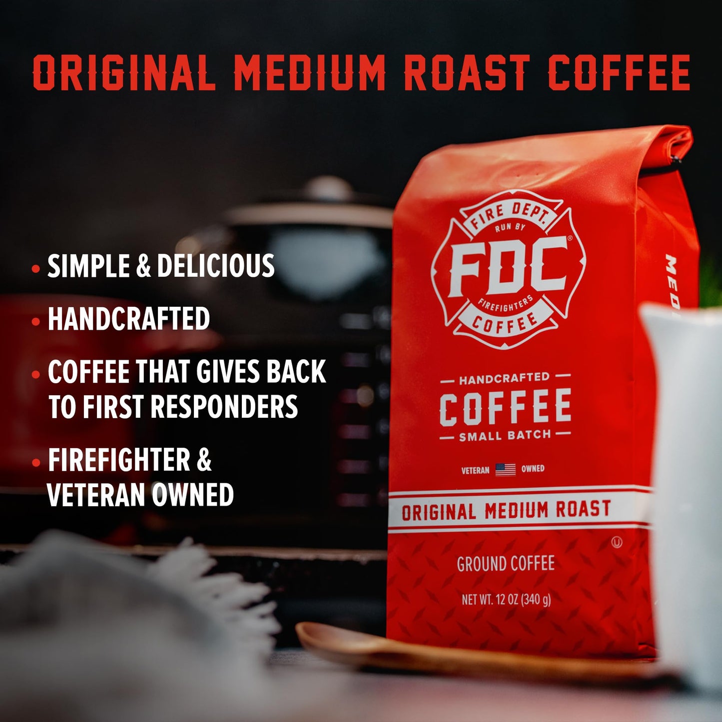 Fire Department Coffee - Gives Back To Firefighters - Balanced & Smooth Original Medium Roast Coffee Beans - Roasted In The Usa