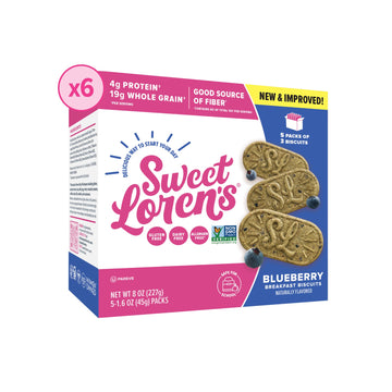 Sweet Loren s Vegan Breakfast Biscuits | Blueberry | 4g Protein, 19g Whole Grains | Plant Based, Gluten Free, Dairy Free, Nut F