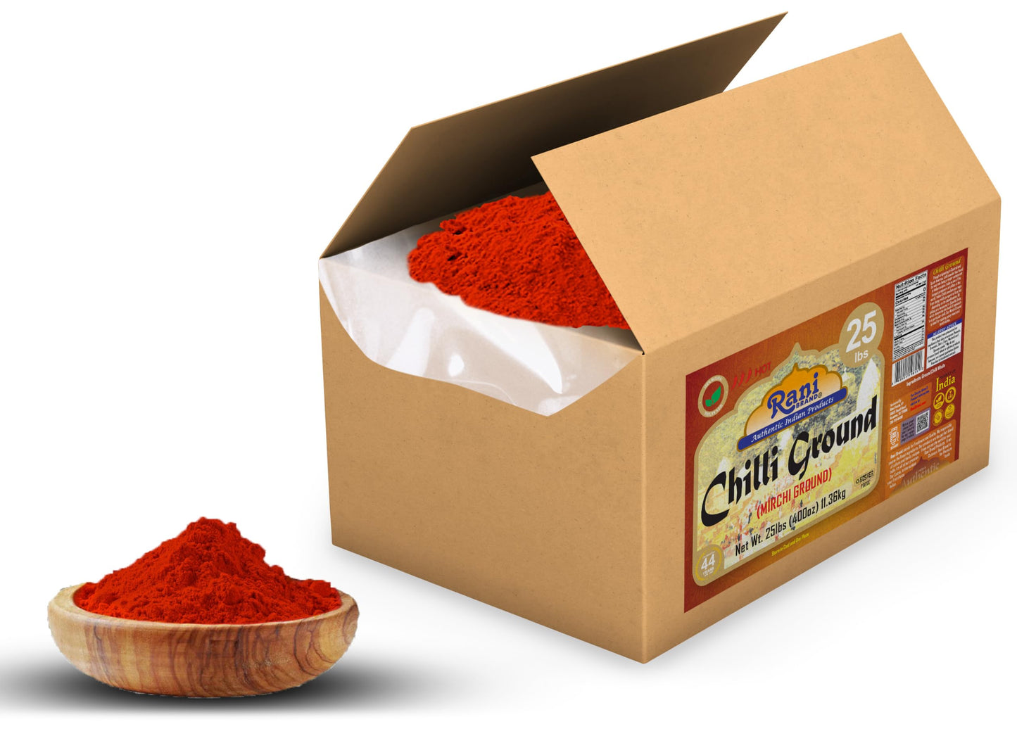 Rani Chilli Powder (Mirchi) Ground Indian Spice 400Oz (25Lbs) 11.36Kg Bulk Box ~ All Natural | Salt-Free | Vegan | No Colors | G