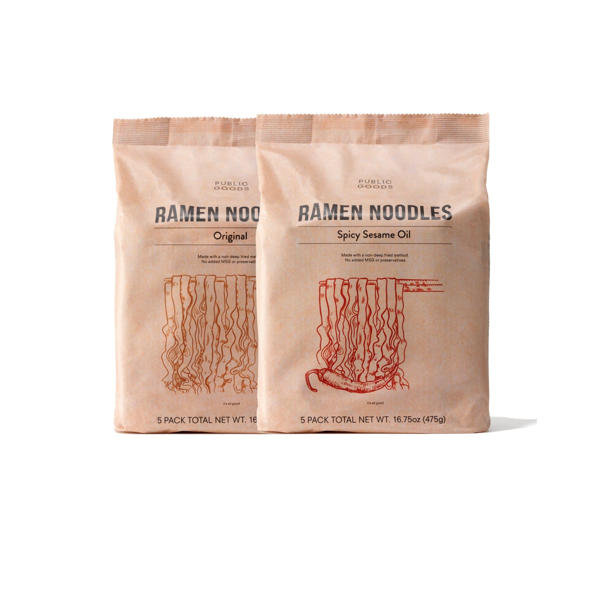 Public Goods Ramen Noodles | Vegan & Vegetarian Instant Ramen | 3.35 oz | Brothless, Preservative Free, No Added MSG | 10 Pack