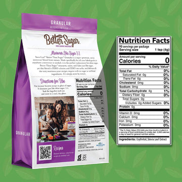 SweetLeaf Better Than Sugar Sweetener - Sugar Substitute with Stevia & Erythritol, Use for Baking, Cooking, or Coffee, Natural G