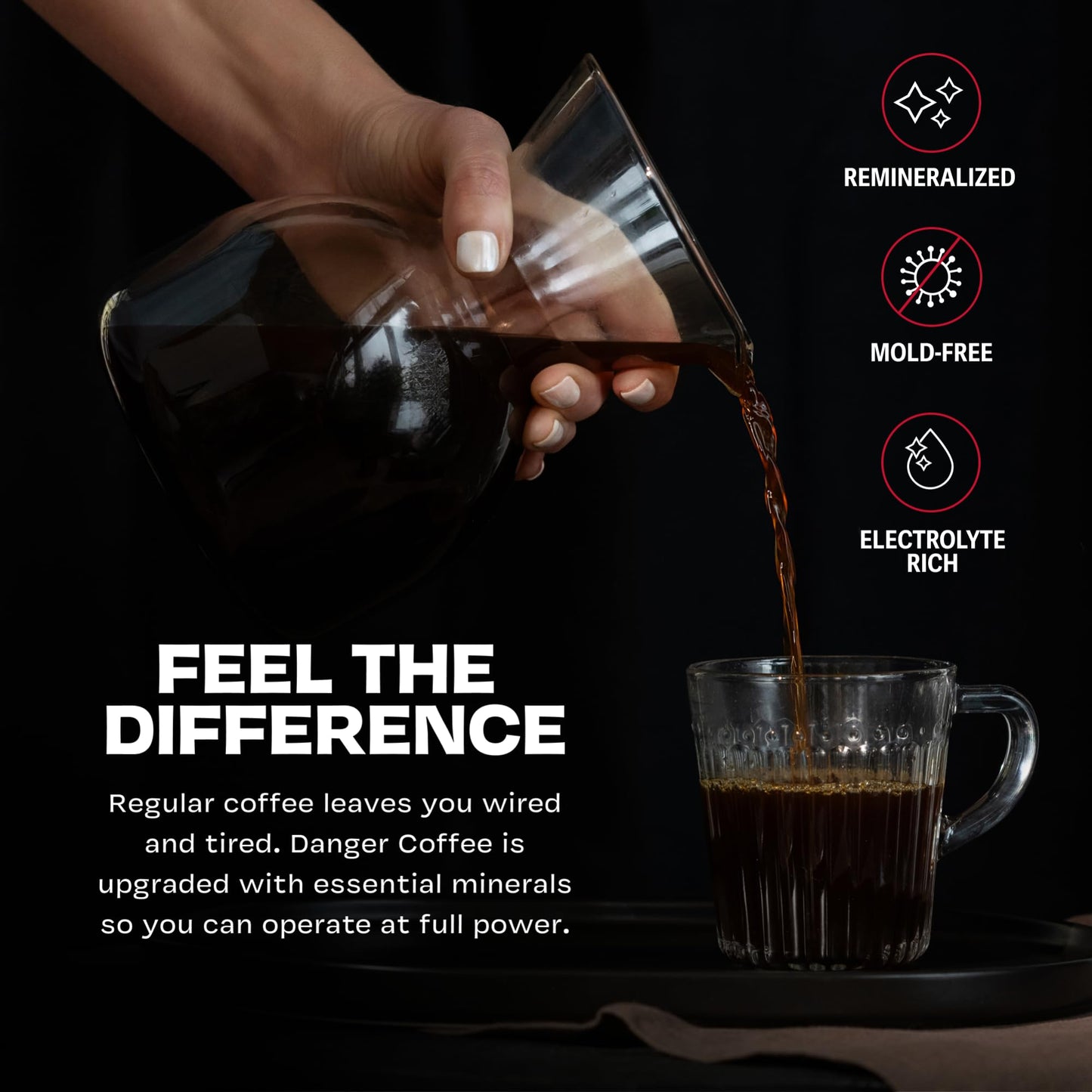 Danger Coffee Ground Coffee, Dark Roast, Mold Free, Lab Tested, 10.9 Ounce