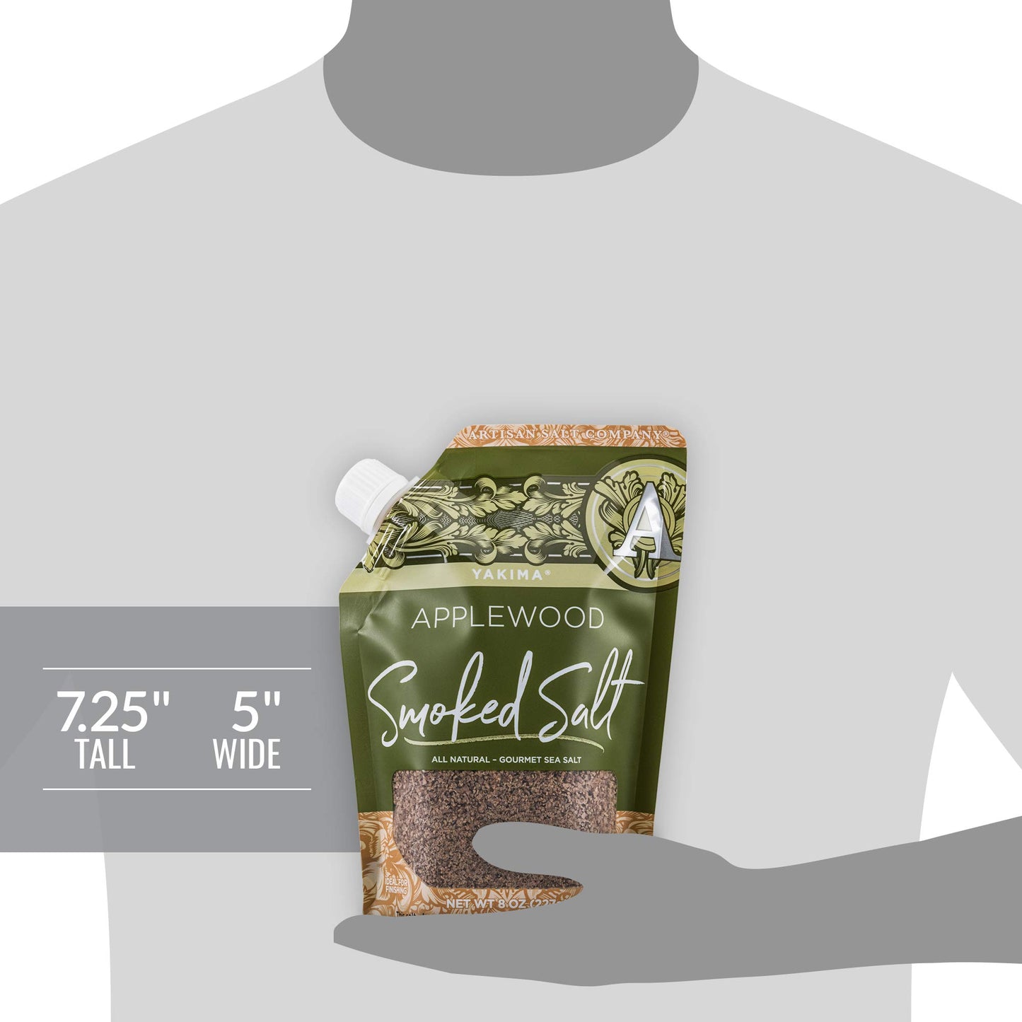 Saltworks Yakima Applewood Smoked Sea Salt, Artisan Pour Spout Pouch, 8 Ounce