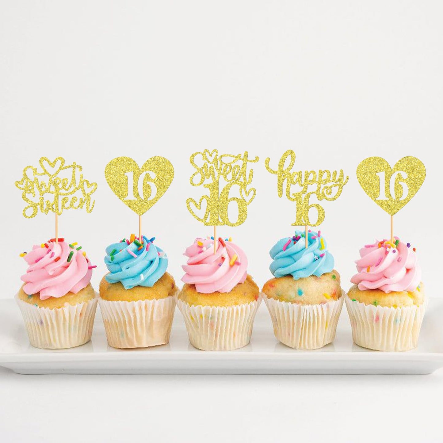 Keaziu 48 Pack Happy Sweet 16 Cupcake Toppers Sweet Sixteen 16 Happy 16 Cupcake Picks For 16Th Birthday Wedding Anniversary Part