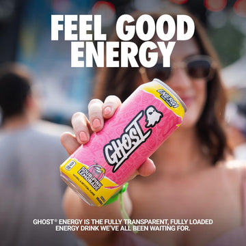 GHOST Energy Drink - Sour Pink Lemonade - 12-Pack - 16oz Cans - Gluten-Free & Vegan - 200mg Natural Caffeine
