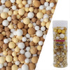 Edible Light Brown & Yellow & White & Gold Sugar Pearls Sprinkles Candy Mix Size Pearls Cake Decorations Cupcake Toppers Decorat