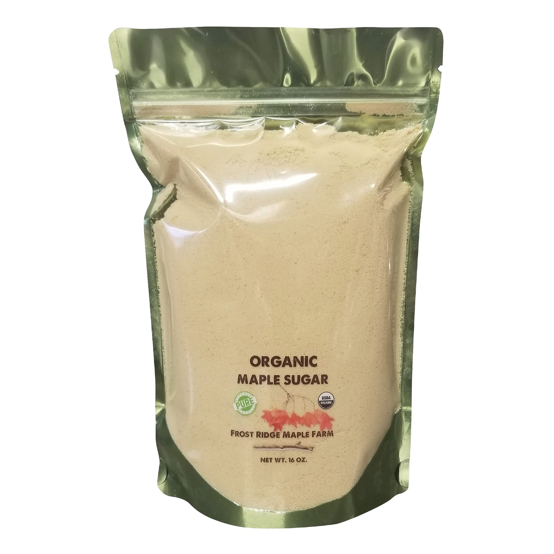 Frost Ridge Maple Farm Organic Maple Sugar, Powdered Granulated, Grade A, 16 oz. (1 lb)