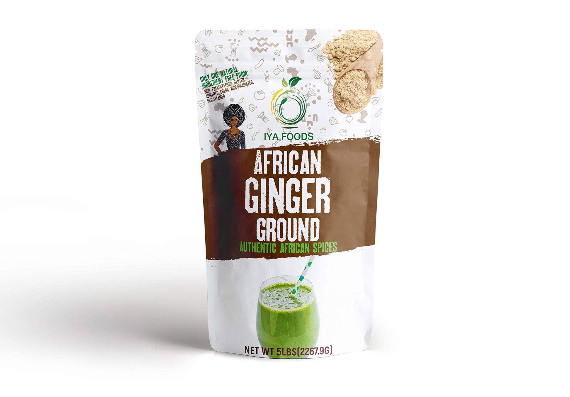 Iya Foods Ginger Ground 5 Lbs, Kosher Certified, No Preservatives, No Added Color, No Additives, No MSG
