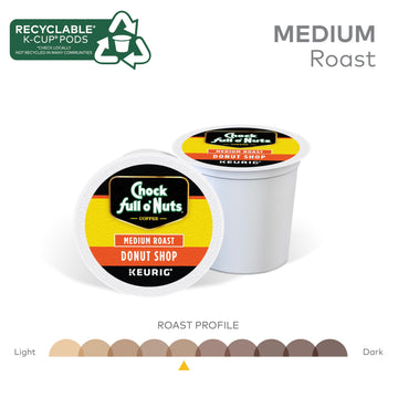 Chock Full Onuts Keurig K-Cup Pods - Donut Shop - Medium Roast, 24 Count, Pack Of 4