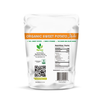 Big Green Organic Food - Organic Sweet Potato Sticks  Healthy Snack  Single Ingredient  Gluten-Free  Non-GMO  All-Natural  Perfect for Kids & mature-themeds  Vegan  9.8oz (1 Pack  Sweet Potato)