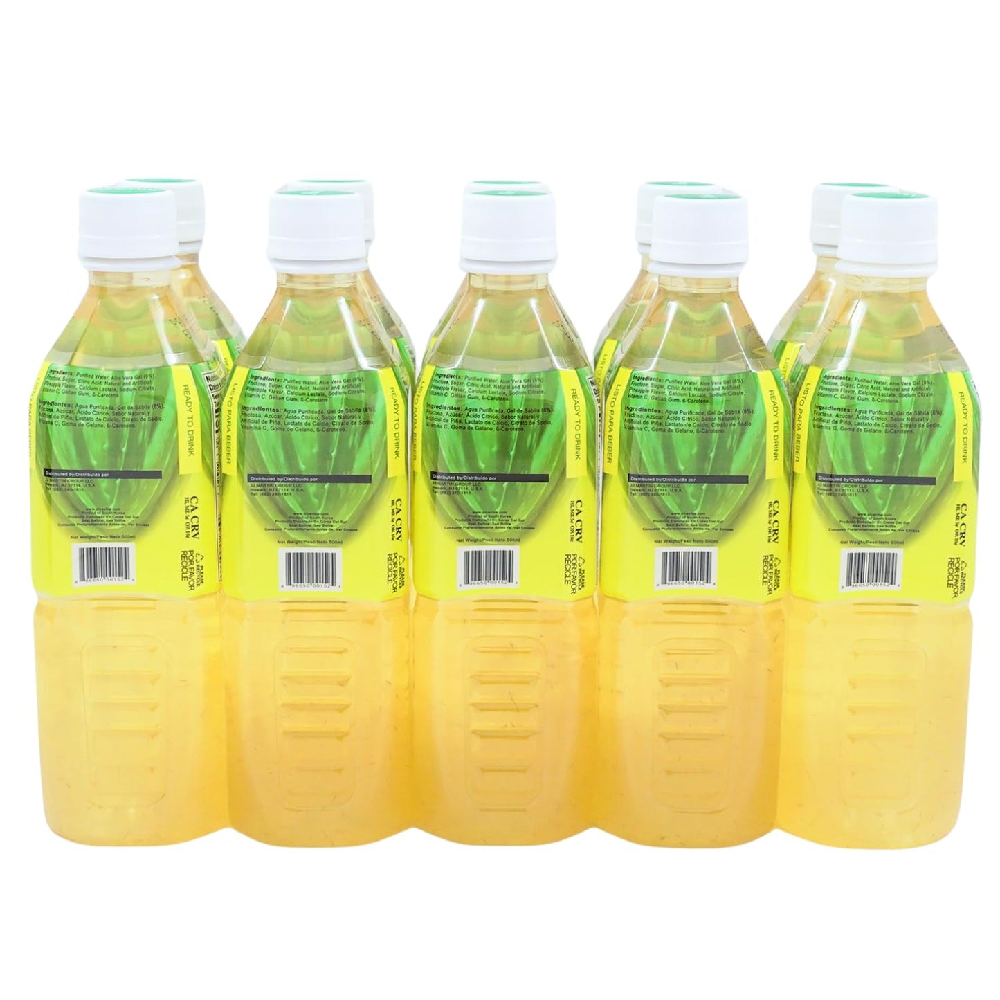 Aloevine Aloe Vera Drink Pineapple healthy juice pure with chunks of aloe l 16.9 oz. 10 pack l plant based Vegetable Korean drin