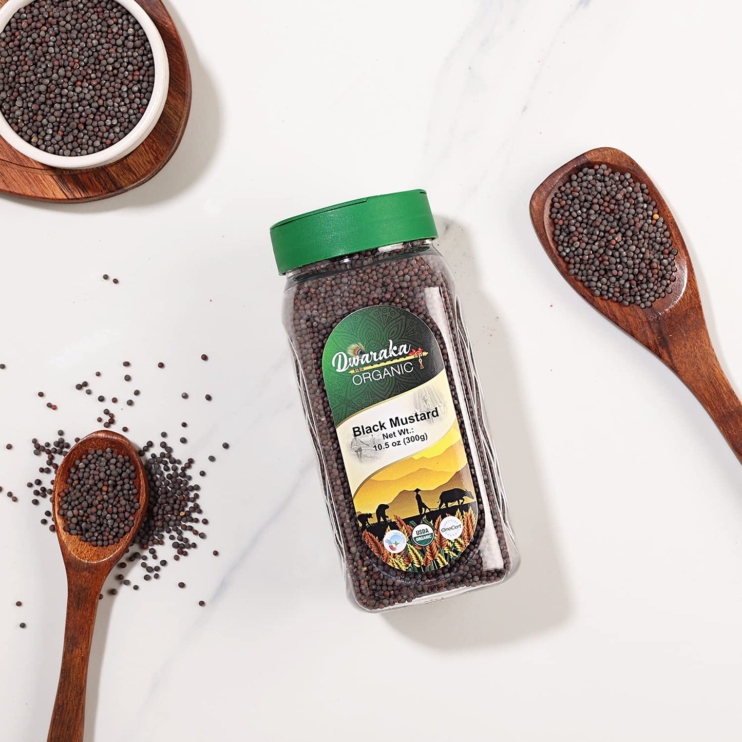 DWARAKA Organic Black Mustard Seeds, Non-GMO, All Natural, 10.5oz
