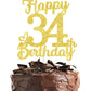 34 Birthday Cake Toppers-Gold Glitter, 34Th Cake Topper For Men,34 Cake Topper For Women, 34Th Birthday Decorations,34Th Birthda