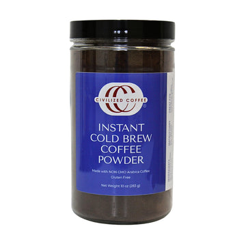 Civilized Coffee Instant Cold Brew Coffee Granules Medium Dark Roast Non-Gmo Jar (10 Oz)