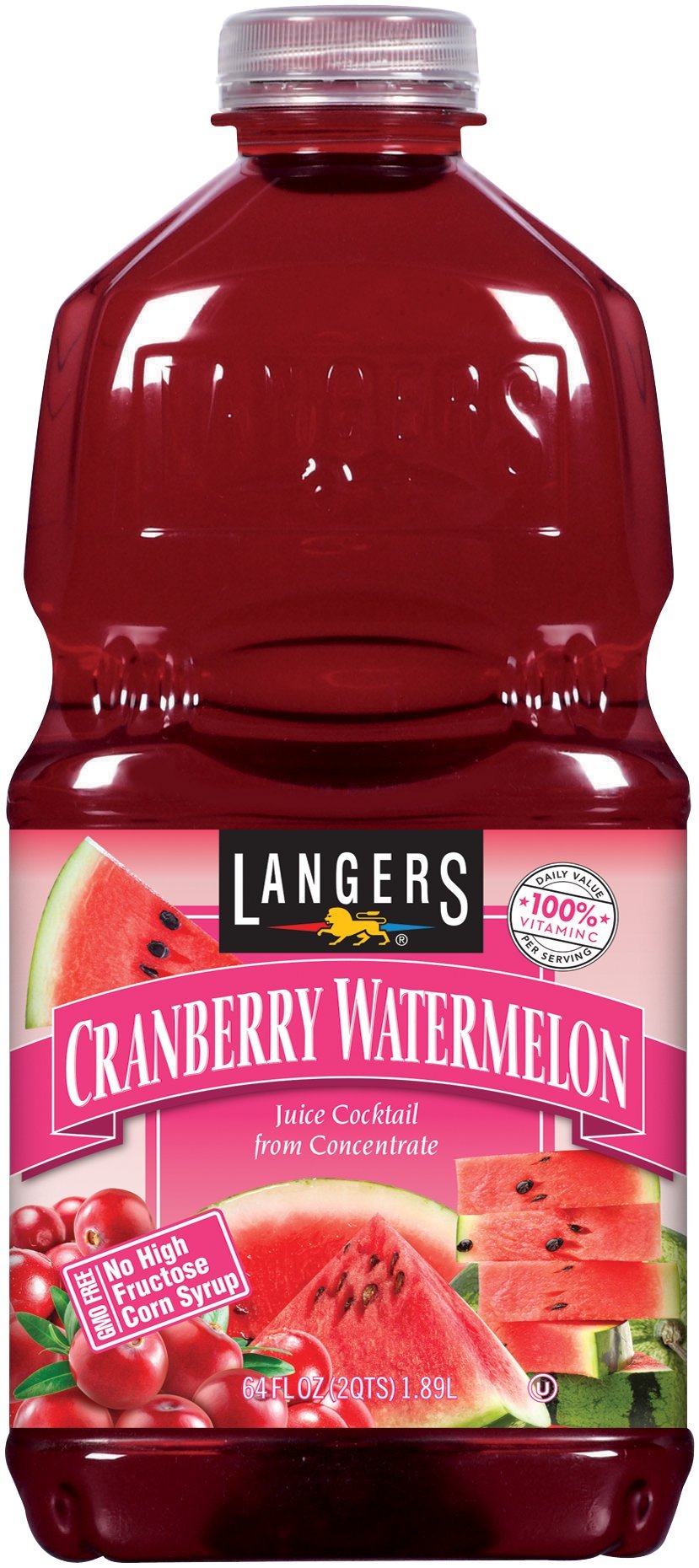 Langers Juice Cocktail, Cranberry Watermelon, 64 fl. oz. (Pack of 8)