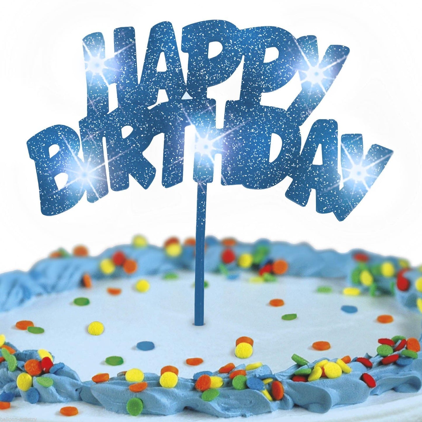 Blue Happy Birthday Led Flashing Pick - 10.25'', 1 Piece - Perfect For Birthday Celebrations