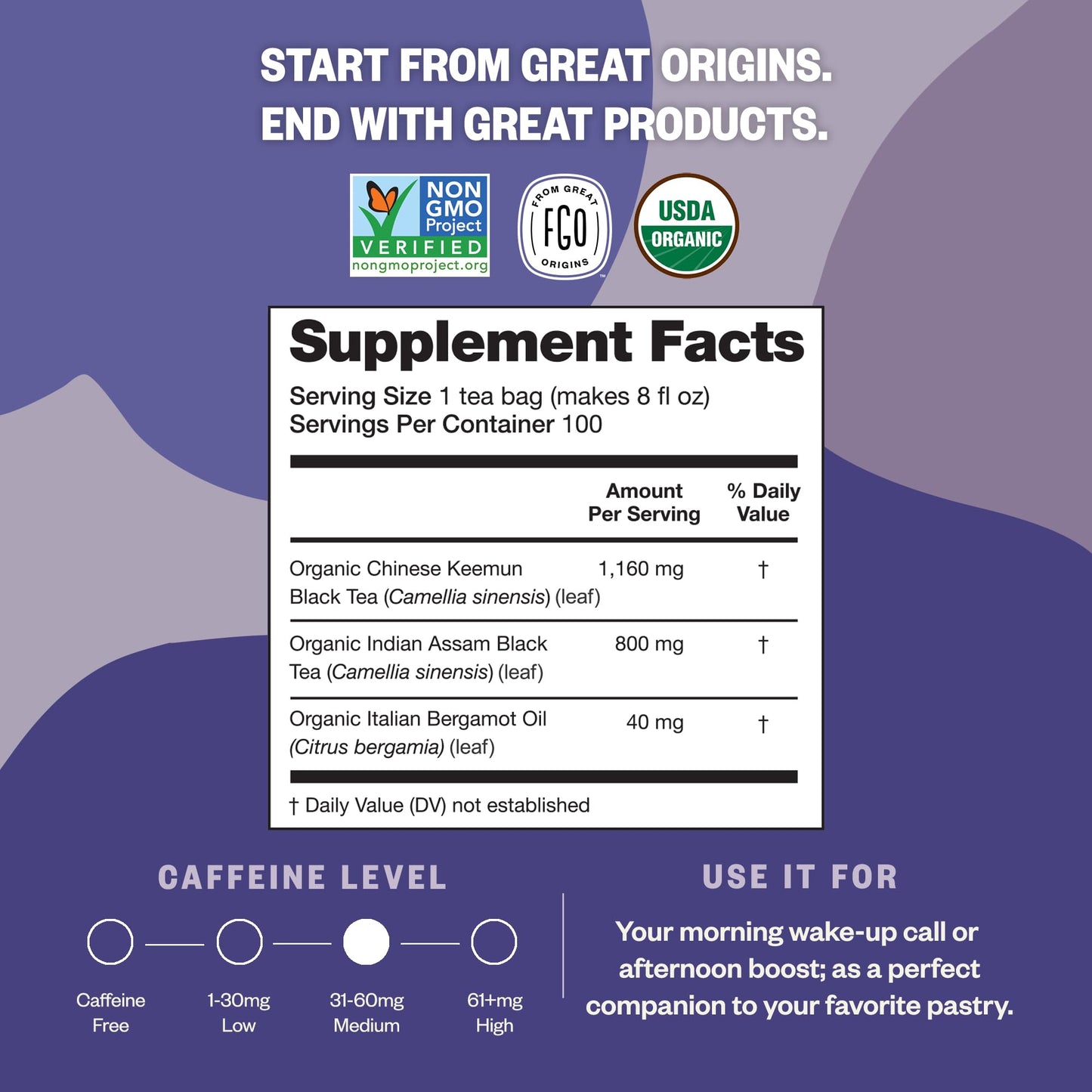 Fgo Organic Earl Grey Black Tea, Eco-Conscious Tea Bags, 100 Count, Packaging May Vary (Pack Of 1)