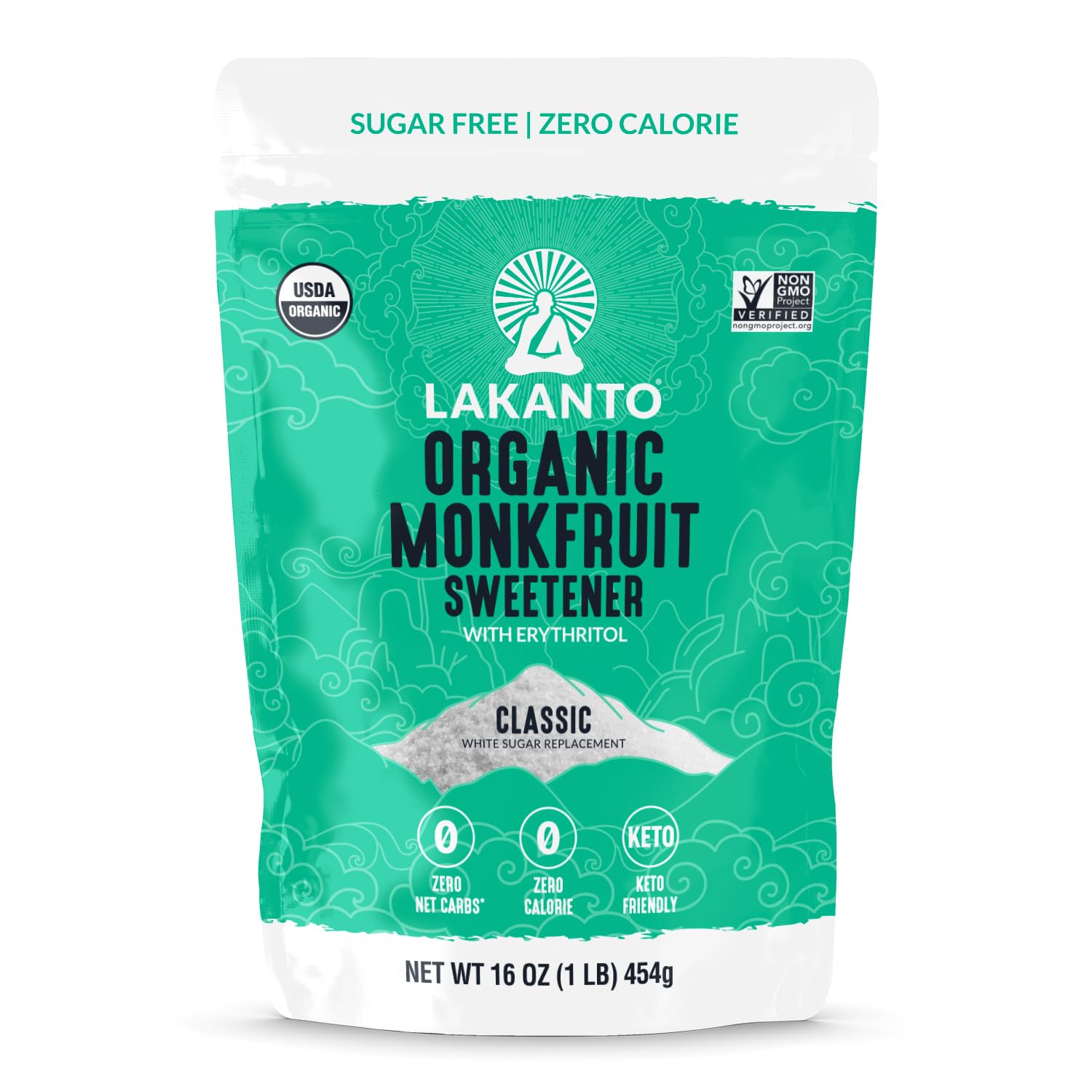 Lakanto Organic Classic Monk Fruit Sweetener With Erythritol - White Sugar Substitute, Zero Calorie, Keto Diet Friendly, Zero Ne