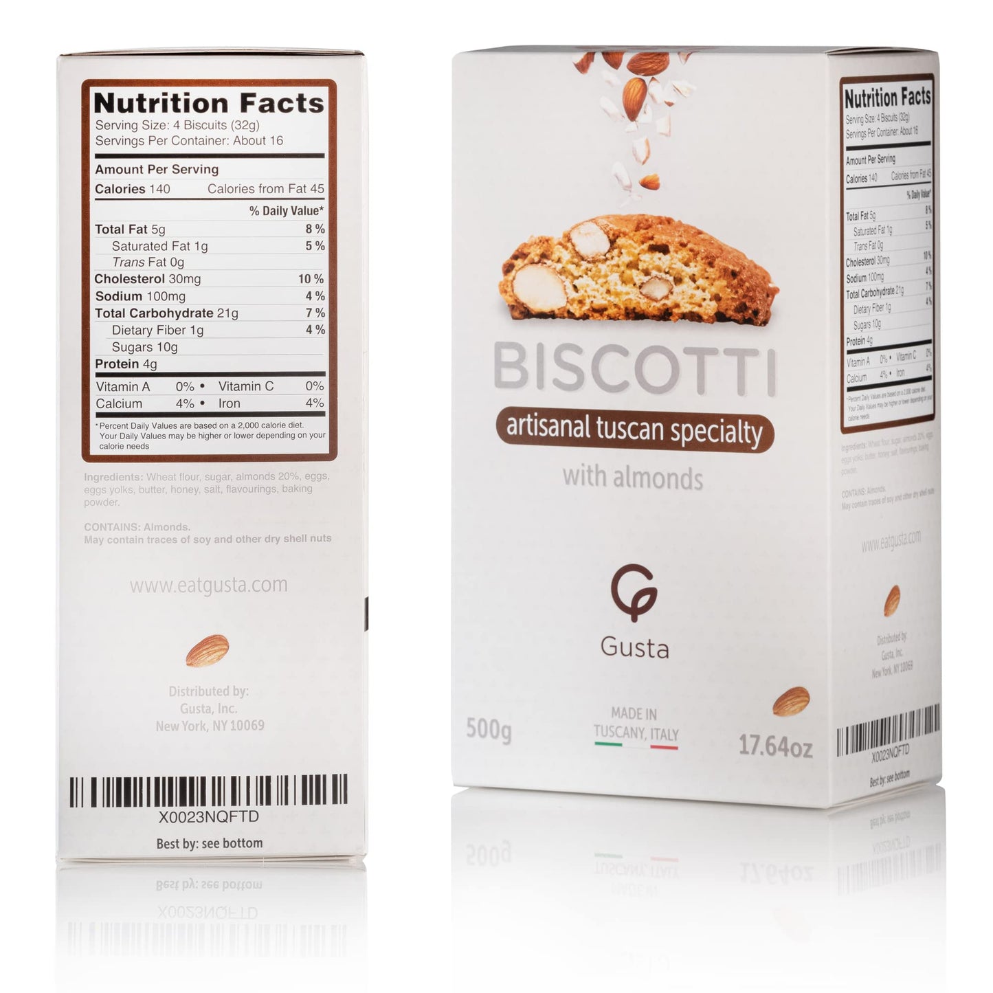GUSTA Authentic Biscotti Cookies - Classic Almond - 1.10 lb - All Natural Italian