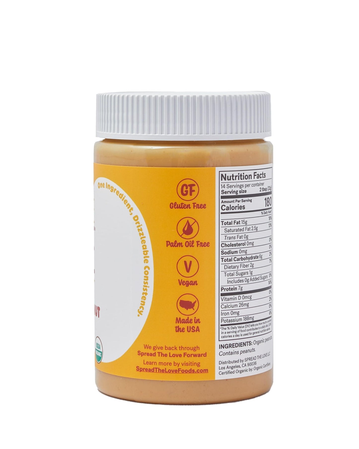 Spread The Love Organic Peanut Butter, Creamy, Vegan, Gluten-Free, 40-Pack