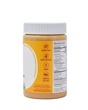 Spread The Love Organic Peanut Butter, Creamy, Vegan, Gluten-Free, 40-Pack