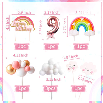 Laventy Pink On Cloud 9 Cake Decoration On Cloud 9 Birthday Cake Topper 9 Birthday Cake Decoration On Cloud 9 Party Supplies Clo