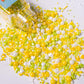 Cobakey Easter Sprinkles for Cookies 4.23 Ounce Spring Sprinkles for Baking Yellow & Green Edible Heart Perfect for Easter Cake 
