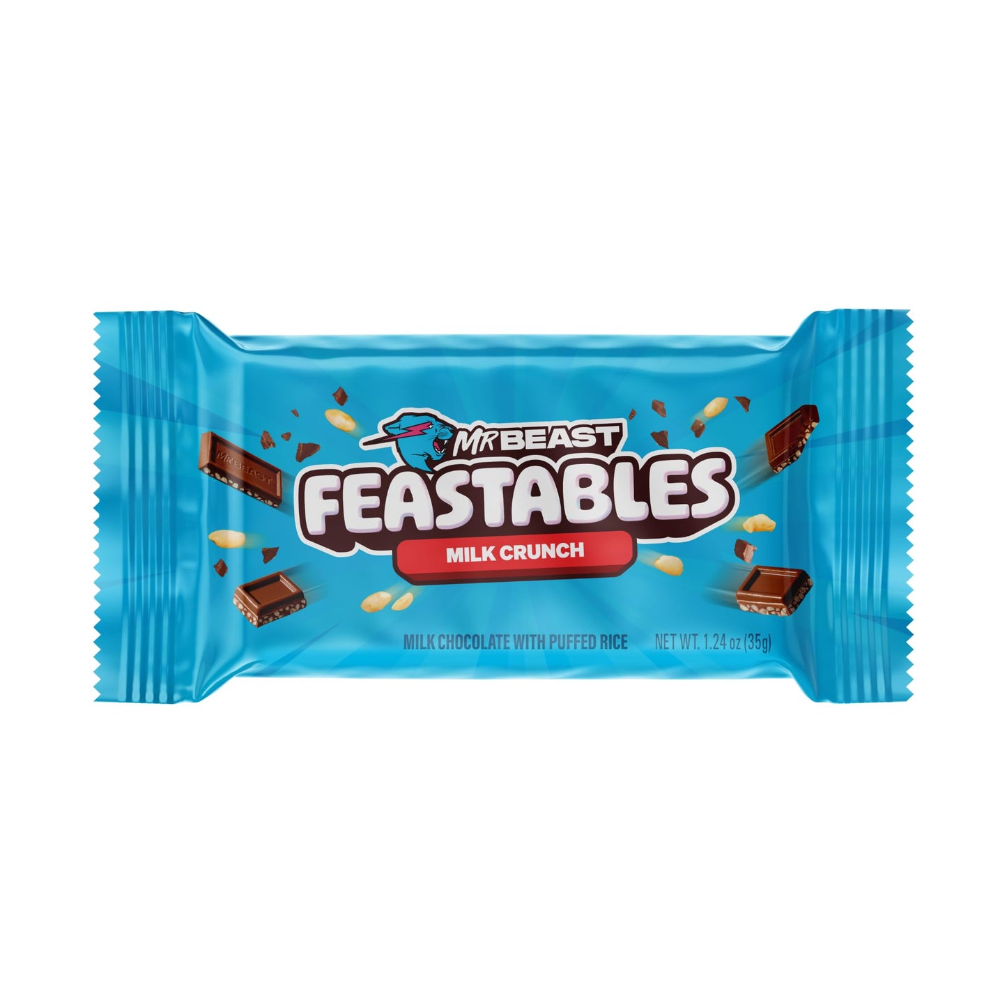 Feastables Milk Chocolate Crunch Chocolate Bar, 1.24 oz (35g), 24 count
