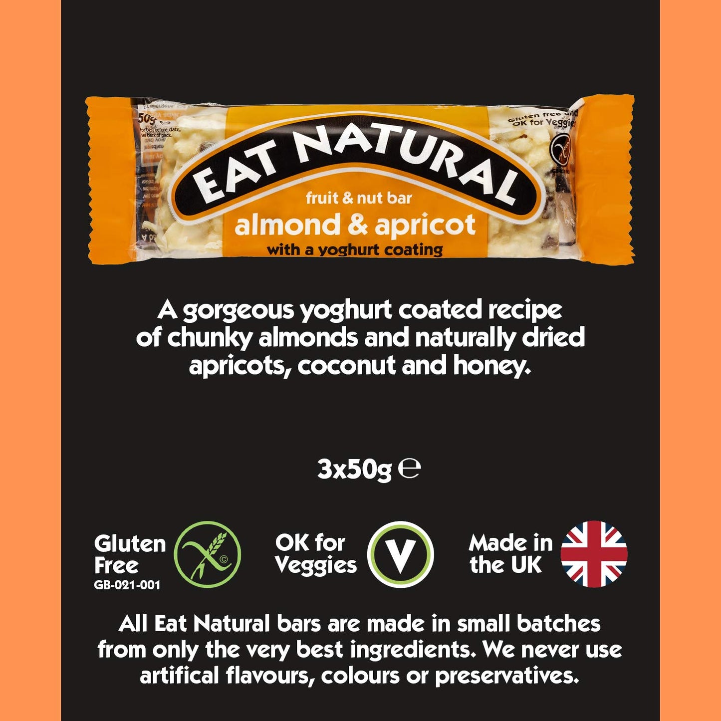 Eat Natural Fruit And Nut Bar With Almond Apricot And Yoghurt Coating, 150 G