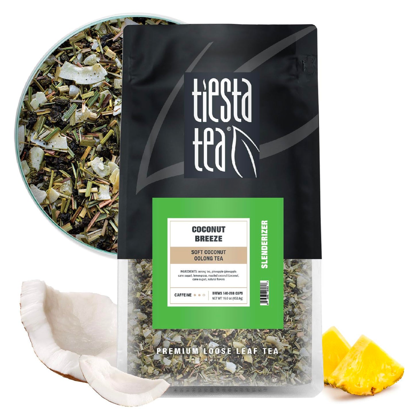 Tiesta Tea Coconut Breeze Oolong Tea Blend - Medium Caffeinated - Bulk Bag for 200 Cups - 16 oz Resealable Bag