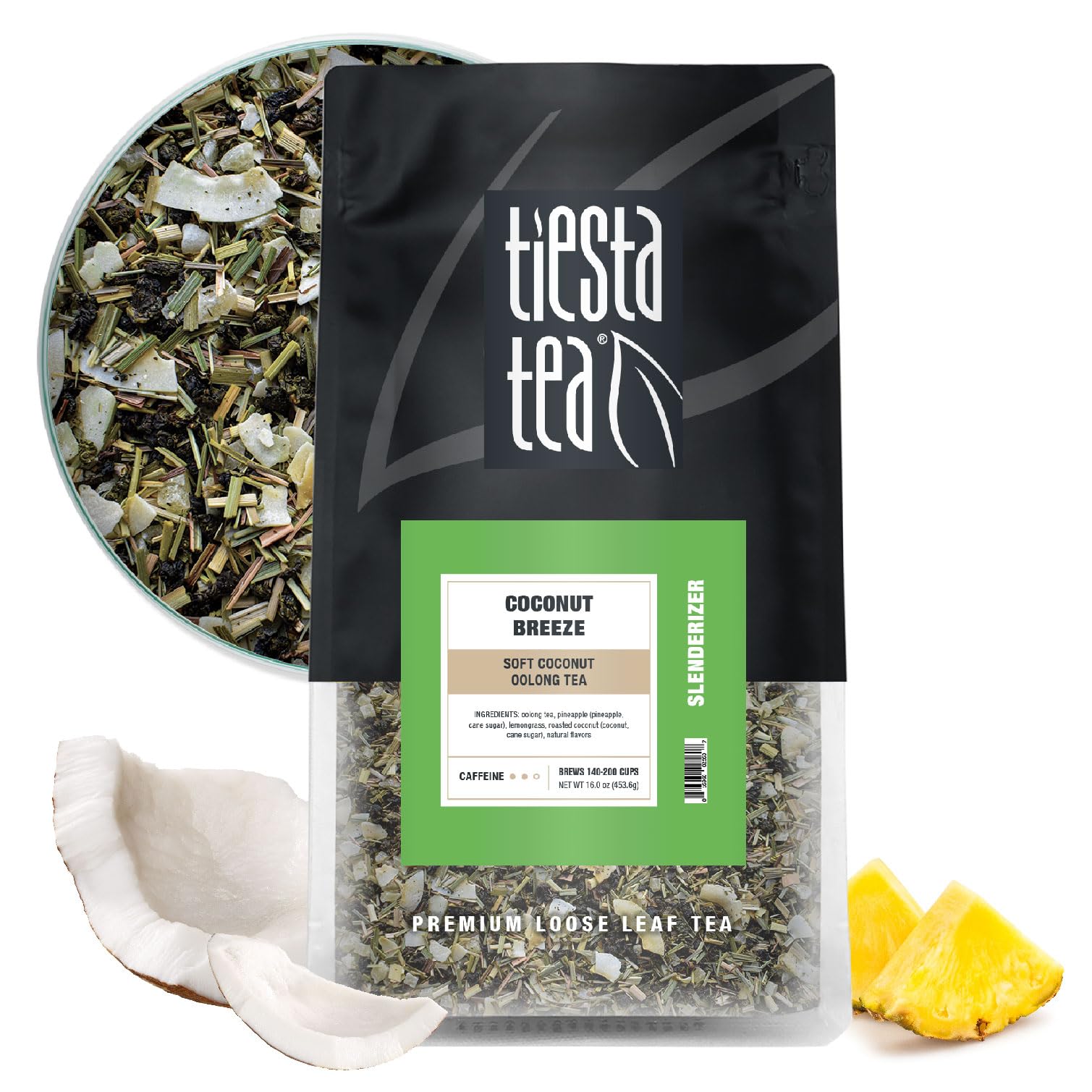 Tiesta Tea Coconut Breeze Oolong Tea Blend - Medium Caffeinated - Bulk Bag for 200 Cups - 16 oz Resealable Bag