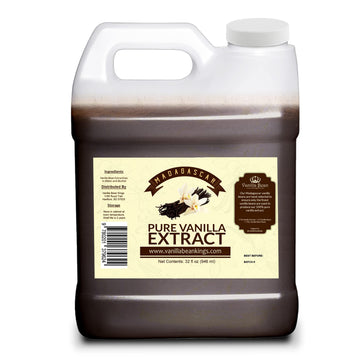 Pure Vanilla Extract - Made with Madagascar Vanilla Beans - 32 oz - For Baking, Desserts, Home cooking and chefs
