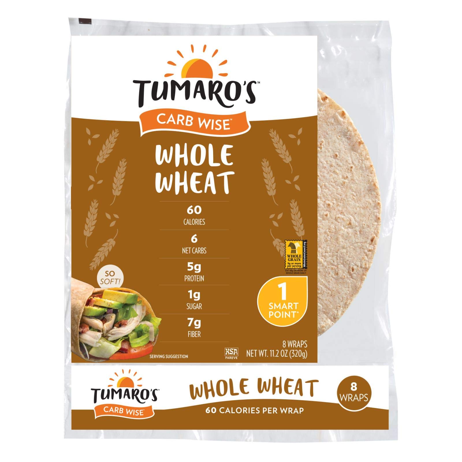 Tumaros Low-In-Carb Wraps - Whole Wheat - 8 - 8 Ct - Case Of 6