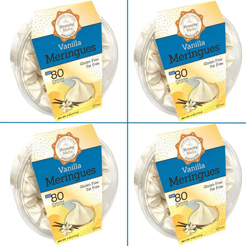 4 Pack Krunchy Melts Original Meringue Cookies | Vanilla Flavor 4-Pack | Only 80 Calories Per Serving | Fat Free, Gluten Free, D