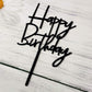 JIEEIN Happy Birthday Cake Topper - Black Acrylic, Model NJ-0055, Party Decorations