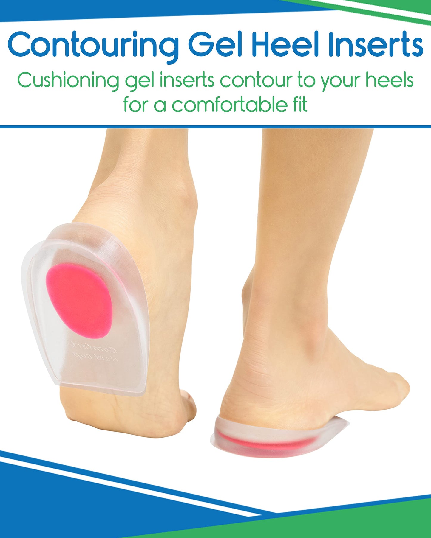 Vivesole Gel Heel Cups For Pain, Plantar Fasciitis (Pair) - Silicone Insert Pads For Relief, Heel Spurs, Shoes, Achilles Treatme