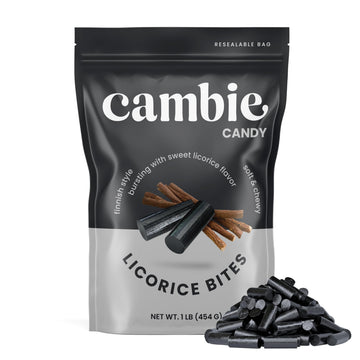Cambie Soft Black Licorice  1 lb of Bold & Sweet Licorice Candy  Soft  Chewy & Bursting with Strong Flavor in Bite Sized Candy  Packaged in a Bulk Resealable Pouch