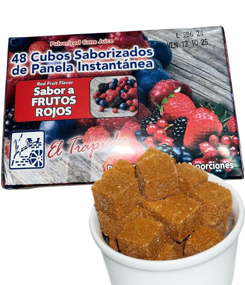 Panela En Cubos Instantánea Saborizada 48 Cubos Peso Neto 320G Para Tomar En Forma De Te, Importada De Colombia (Frutos Rojos)
