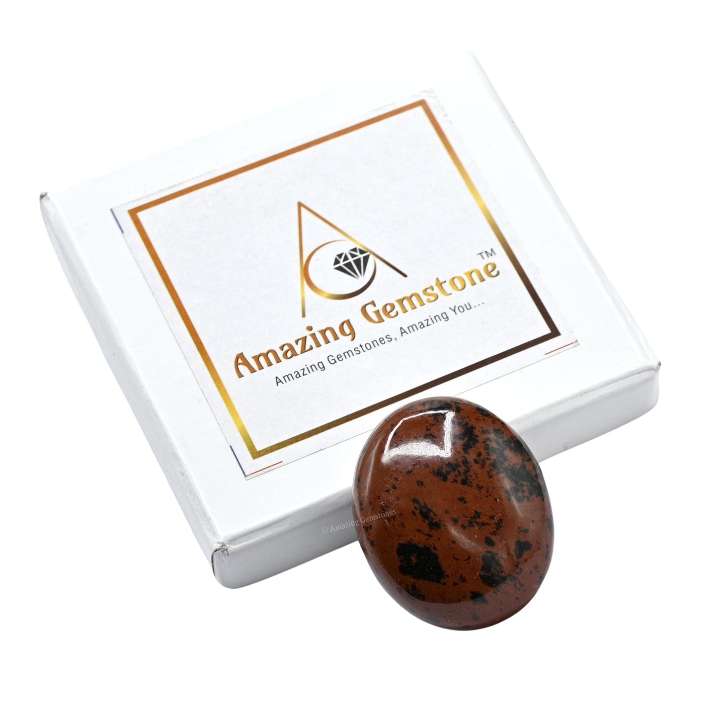 Mahogany Obsidian Palm Stone - Hot Massage Worry Stone For Natural Body Chakra Balancing, Reiki Healing And Crystal Grid