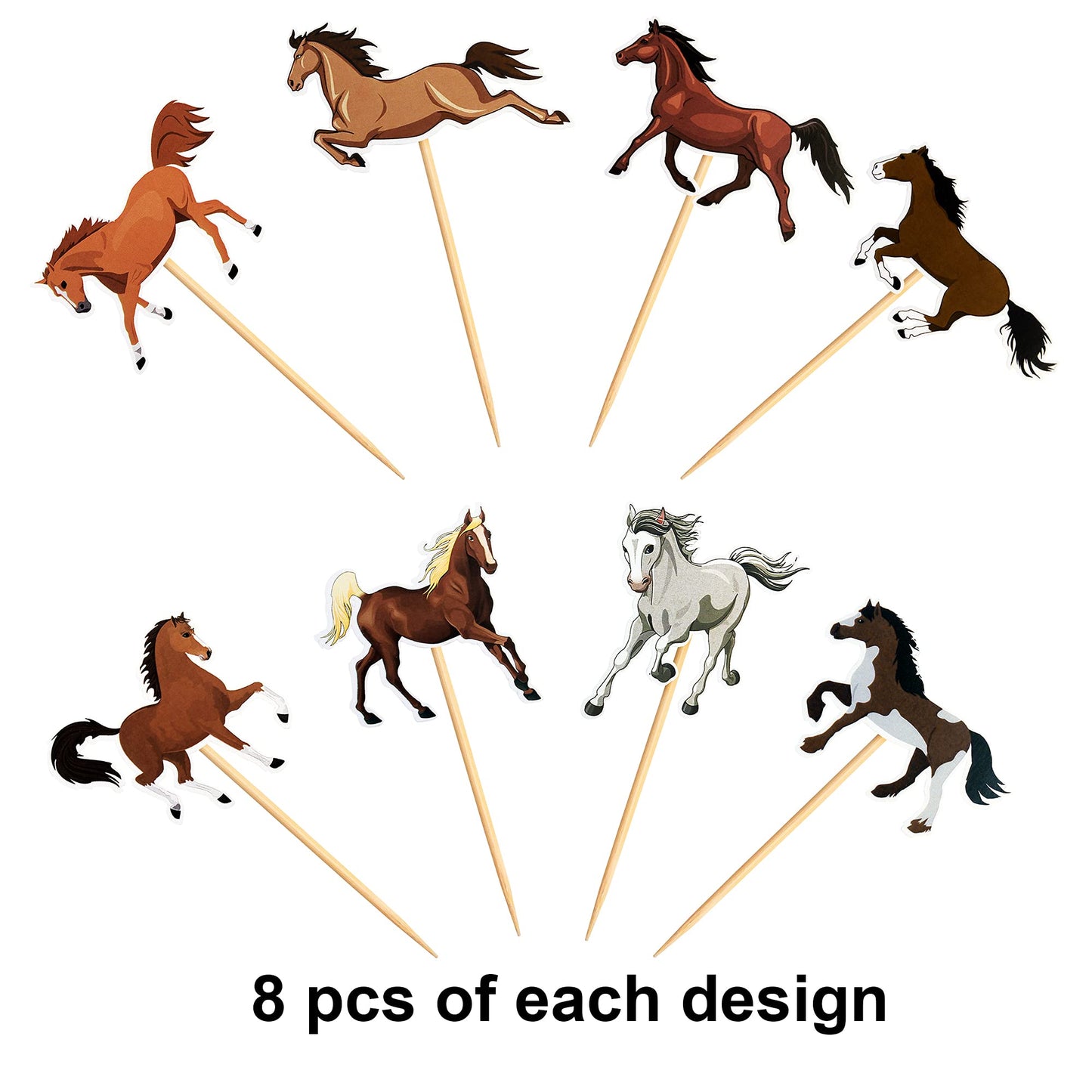 Ercadio 48 Pack Horse Cupcake Toppers Horse Racing Cupcake Picks Equestrian Race Theme Baby Shower Birthday Party Cake Decoratio