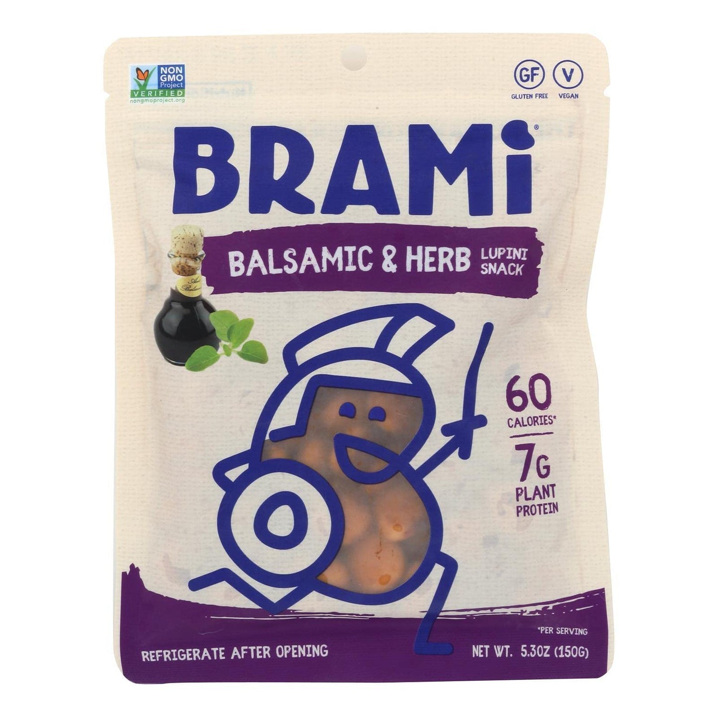 BRAMI Lupini Beans Snack, Balsamic & Oregano | 7g Plant Protein, 1g Net Carbs | Vegan, Vegetarian, Keto, Mediterranean Diet | 5.