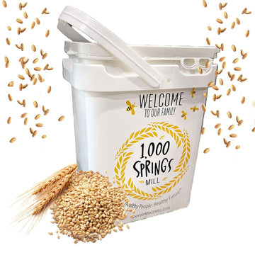 1000 Springs Mill - Organic Hard Red Spring Wheat Berries 25Lb Bulk Bucket - Used For Organic Flours  Cereals  Salads  And Whole Wheat Breads - Organic Sprouting Seeds - Bulk Dried Grain