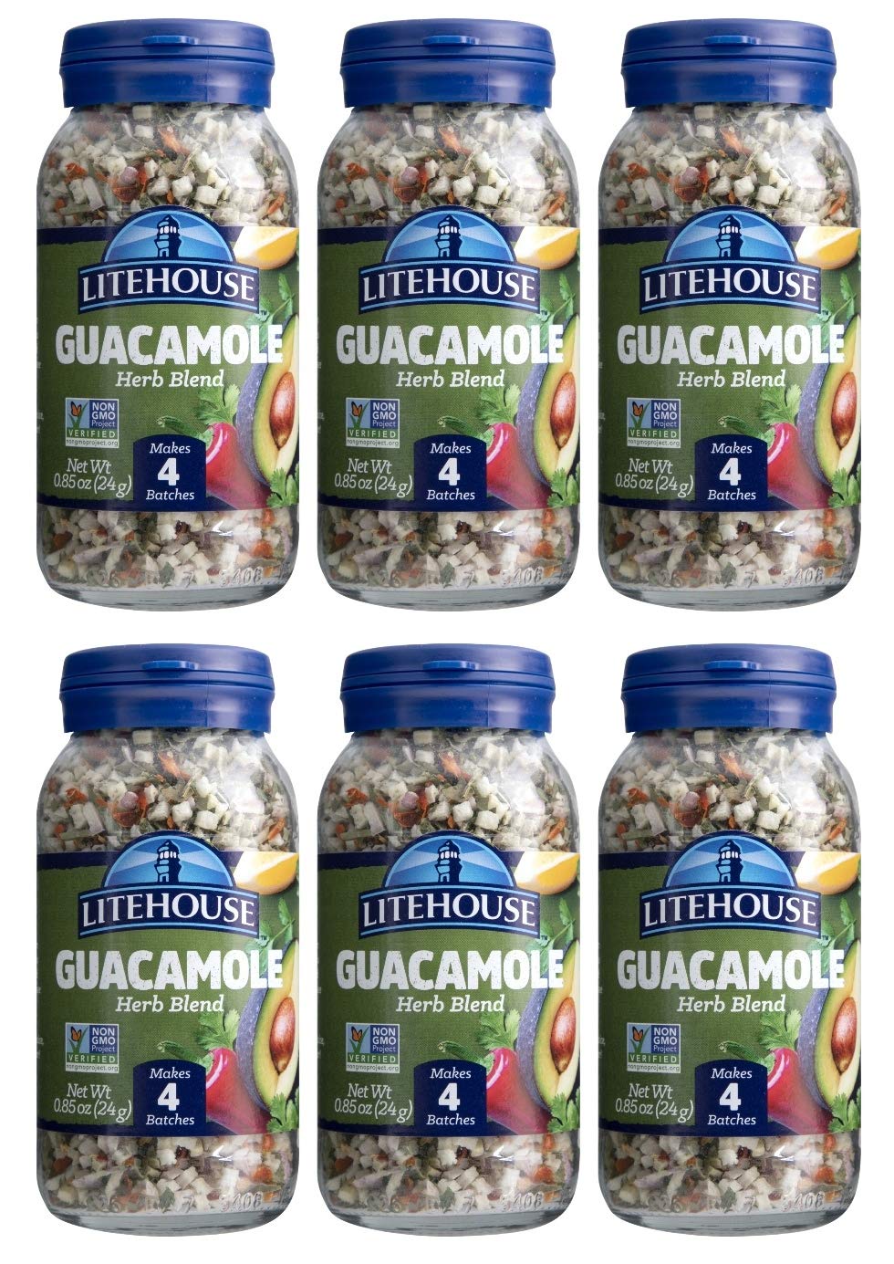 Litehouse Freeze Dried Guacamole Herb Blend, Organic, Gluten Free, 0.85 oz (Pack of 6), Guacamole
